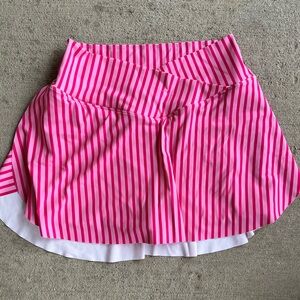 Halara hot pink striped athletic skort skirt crossover stripe